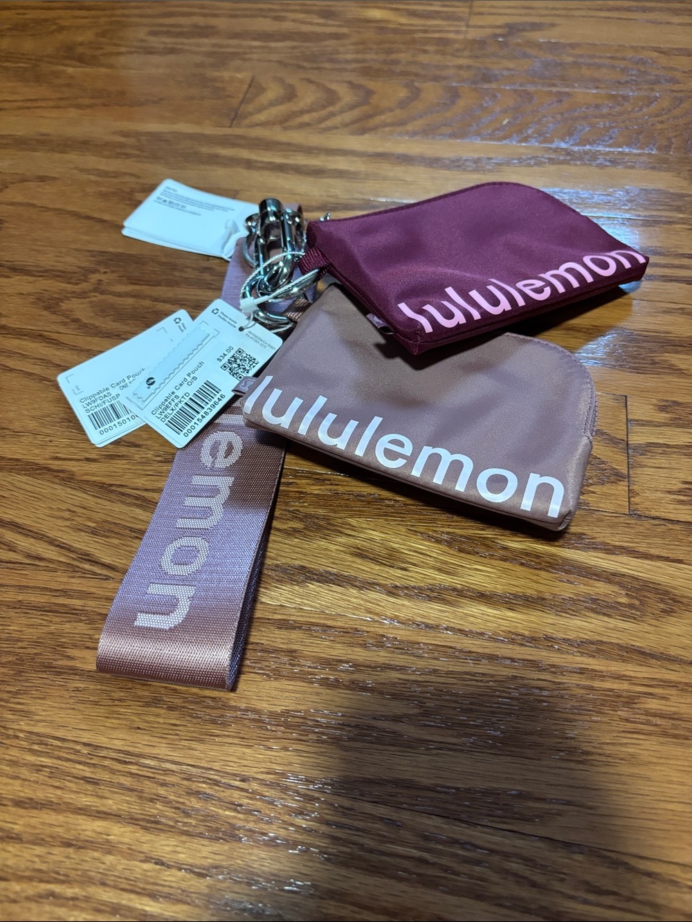 lululemon athletica Dual Zip Key & Card Pouch Set - Rose and Burgundy